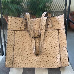 Merona Beige Ostrich-Embossed Tote